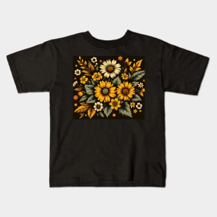 Yellow Floral Illustration Kids T-Shirt